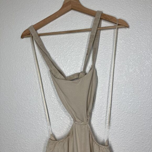 ASTR The Label Marise Jumpsuit Womens XS Beige Linen Blend Wide Leg Cut Out - Picture 5 of 16